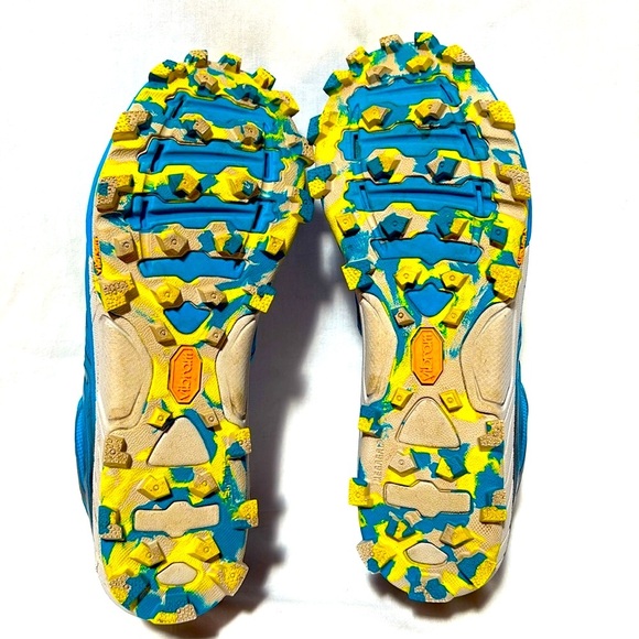 Hoka One One EVO Jawz Trail Running Shoes Blue Yellow Athletic Spiked Women’s 10 - Picture 10 of 10